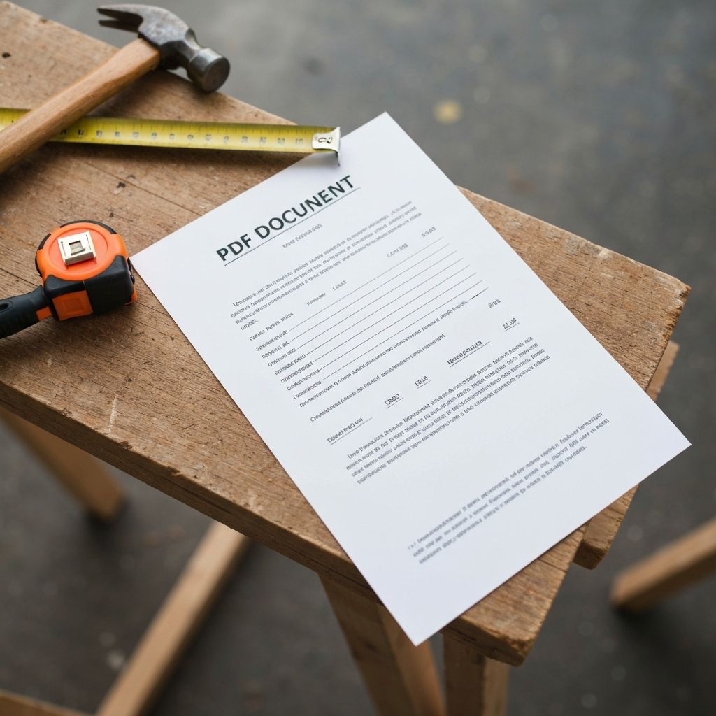 Professional quote document on construction table